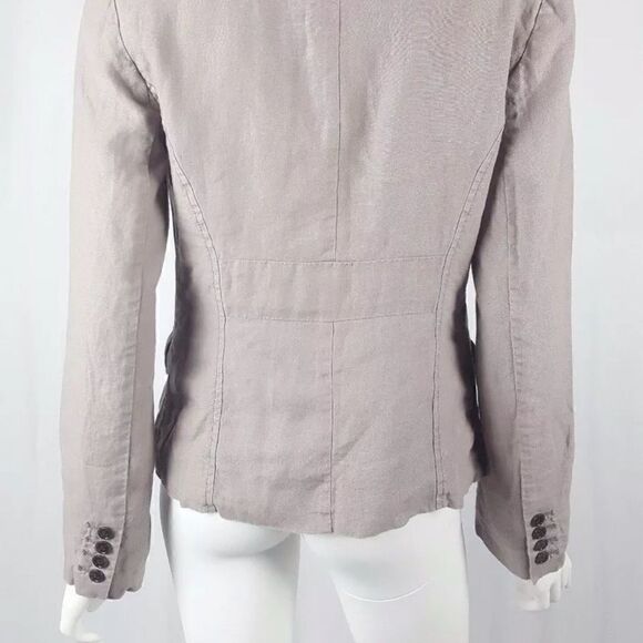 LOFT Womens Size 2 Gray Long Sleeve Lined 100% Linen Career Blazer - Picture 7 of 8
